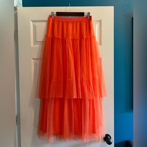 Tulle bright tangerine layered long skirt